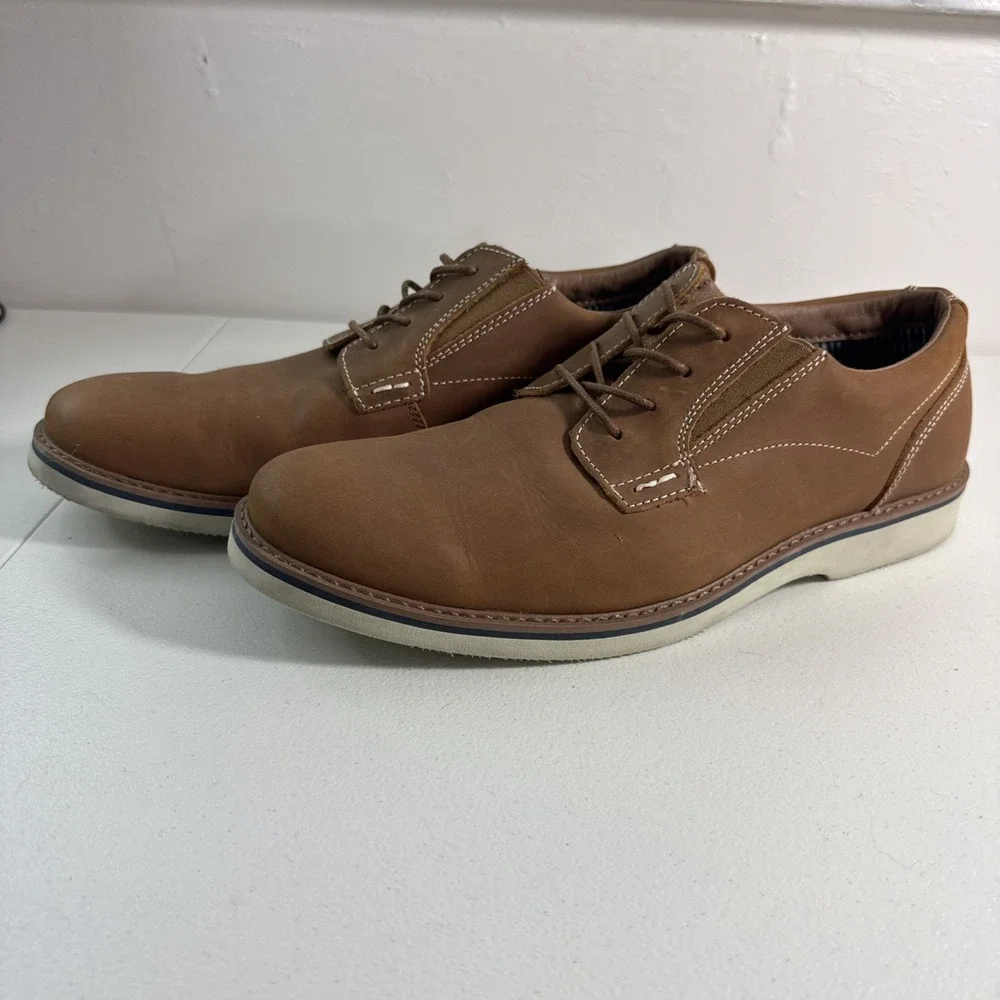 Nunn Bush Barklay Plain Toe Oxford Shoes Men's Sz 12.5‎ Camel LEATHER